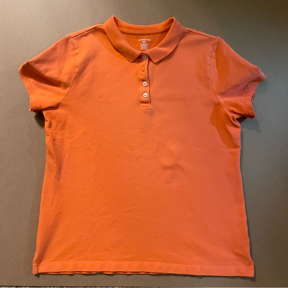 Lands’ End Orange Short Sleeve Polo Shirt